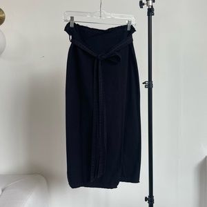 Zara black linen wrap skirt with matching tie, size s